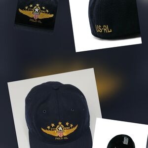 Polo by Ralph Lauren Navy Cap with Gold Embroidery